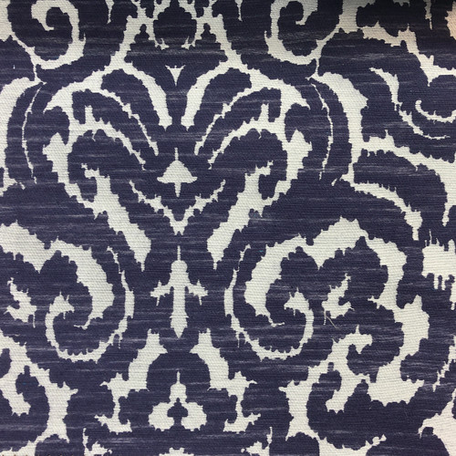 dark blue and white jacquard woven damask fabric