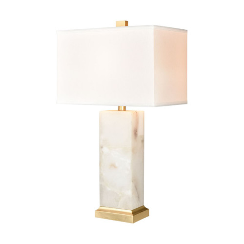 alabaster and gold modern lamp with rectangular shade