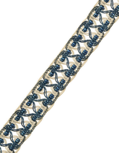 Cordle House blue and ivory braided trim 1.25"