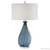 transitional grey blue glass lamp, nickel details