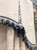 Blue and white fringed scalloped valance Design Nashville