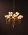 white art glass and brass tulip chandelier