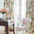 Camellia floral print fine linen fabric coral green white