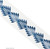 Royal Palms embroidered blue leaves on white tape trim