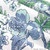 detail view Montclair Gardens large scale blue and green floral on white linen fabric for home decorating and upholstery
