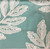 embroidered white leaves on blue green background