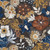 navy and brown floral print fabric, highly durable
