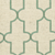 embroidered seafoam green fretwork on beige faux linen fabric