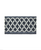 white and dark navy border. braided pattern on flat tape