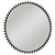 round, beveled mirror with black/ grey frame accented by small spheres around the outer edge