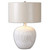 White ceramic lamp with interesting glass, drum shade