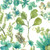 light peacock and green botanical and wildflower printed fabric