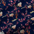 Talking Cranes navy background printed fabric