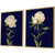 Alluring Peonies on dark blue. framed art set of 2