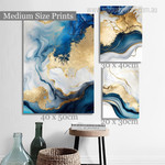 Gold Smirch Marble Modern Abstract 3 Multi Panel Painting Set Photograph Print On Canvas for Wall Hanging Arrangement