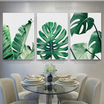Green Tropical Leaves Canvas Pictures Plants Nordic Framed Painting Photo 3 Piece Stretched Prints Set For Dining Room Canvas Wall Art Green Tropical Leaves Canvas Pictures Plants Nordic Framed Painting Photo 3 Piece Stretched Prints Set For Dining Room Canvas Wall Art