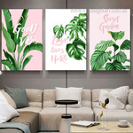 Green Plants Leaves Modern Stretch Painting Pictures 3 Piece Framed Canvas Prints Set Prints For Home Décor Green Plants Leaves Modern Stretch Painting Pictures 3 Piece Framed Canvas Prints Set Prints For Home Décor