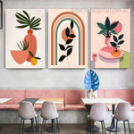 Abstract Leaves Plants Modern Stretch Wall Art Image 3 Piece Framed Canvas Prints Set For Office Décor Abstract Leaves Plants Modern Stretch Wall Art Image 3 Piece Framed Canvas Prints Set For Office Décor