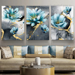 Flowers Botanical Modern Stretched Painting Pictures 3 Piece Canvas Prints Framed Art For Home Décor