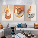 Luxury Geometric Design Nordic Stretched Wall Art Image 3 Piece Framed Canvas Prints Set For Living Room