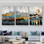 Sunset Abstract Ink Landscape Canvas Art Modern Framed Painting Image 3 Piece Framed Wall Art Canvas Prints For Living Room