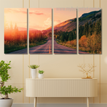 Scenic Road View Canada Landscape Framed Painting Photo 4 Piece Canvas Wall Art Set Australia For Room Décor Scenic Road View Canada Landscape Framed Painting Photo 4 Piece Canvas Wall Art Set Australia For Room Décor