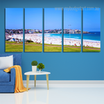 Bondi Beach Australia Naturescape Modern Painting Photo 5 Piece Framed Canvas Wall Art Prints Set For Home Décor