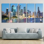Brisbane Queensland Australia Landscape Modern Painting Pictures 5 Piece Framed Canvas Wall Art Prints Set For Home Décor