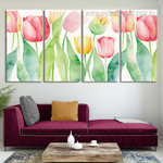 Watercolor Tulips Background Floral Modern Framed Painting Photograph 4 Piece Canvas Wall Art Set Australia For Home Décor Watercolor Tulips Background Floral Modern Framed Painting Photograph 4 Piece Canvas Wall Art Set Australia For Home Décor