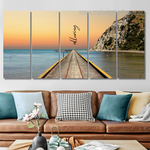 Railway Tracks Down The Middle Of Tokomaru Bay Wharf From A Vanishing Point Perspective Nature Split 5 Piece Framed Canvas Wall Art Prints Set For Office Décor Railway Tracks Down The Middle Of Tokomaru Bay Wharf From A Vanishing Point Perspective Nature Split 5 Piece Framed Canvas Wall Art Prints Set For Office Décor