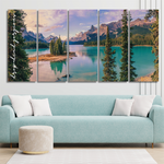 Spirit Island In Maligne Lake Jasper National Park Alberta Canada Landscape Nature Stretched 5 Piece Framed Canvas Wall Art Prints Set For Office Wall Decoration Ideas Spirit Island In Maligne Lake Jasper National Park Alberta Canada Landscape Nature Stretched 5 Piece Framed Canvas Wall Art Prints Set For Office Wall Decoration Ideas