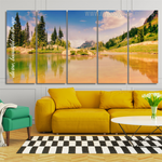 Amazing Lake At Naches Peak Loop Trail Landscape Nature Modern Split Stretched 5 Piece Canvas Wall Art Set Australia For Home Wall Decoration Ideas