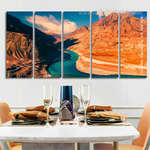 Zanskar And Indus Rivers Ladakh India Landscape Nature Modern Split 5 Piece Framed Canvas Wall Art Prints Set For Kitchen & Dining Room Decor Zanskar And Indus Rivers Ladakh India Landscape Nature Modern Split 5 Piece Framed Canvas Wall Art Prints Set For Kitchen & Dining Room Decor