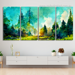 Watercolor Painting Of Winter Forest Landscape Naturescape Modern Framed Painting Photo 4 Piece Canvas Wall Art Set Australia For Living Room Watercolor Painting Of Winter Forest Landscape Naturescape Modern Framed Painting Photo 4 Piece Canvas Wall Art Set Australia For Living Room