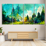 Watercolor Painting Of Winter Forest Landscape Naturescape Modern Painting Photo 4 Piece Framed Canvas Wall Art Prints Set For Room Décor Watercolor Painting Of Winter Forest Landscape Naturescape Modern Painting Photo 4 Piece Framed Canvas Wall Art Prints Set For Room Décor
