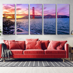 Golden Gate Bridge San Francisco Cityscape Modern Stretched Painting Pictures 5 Piece Framed Canvas Wall Art Prints Set For Living Room Golden Gate Bridge San Francisco Cityscape Modern Stretched Painting Pictures 5 Piece Framed Canvas Wall Art Prints Set For Living Room