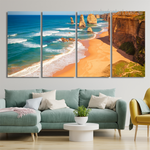 The Twelve Apostles Australia Landscape Modern Stretched Wall Art Image 4 Piece Framed Canvas Wall Art Prints Set For Home Décor