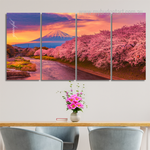 Mountain Fuji In Cherry Blossom Japan Naturescape Modern Framed Painting Image 4 Piece Canvas Wall Art Set Australia For Dining Room Mountain Fuji In Cherry Blossom Japan Naturescape Modern Framed Painting Image 4 Piece Canvas Wall Art Set Australia For Dining Room