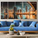 Burj Khalifa Dubai Cityscape Modern Framed Painting Photograph 5 Piece Canvas Wall Art Set Australia For Home Décor