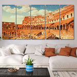 Colosseum In Rome Italy Architecture Modern Stretched Painting Image 5 Piece Canvas Wall Art Set Australia For Bedroom Wall Décor