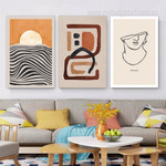 Multicolour Lines Abstract Geometric Scandinavian Stretched 3 Piece Multi Panel Canvas Wall Art Painting Photo Prints For Room Drape