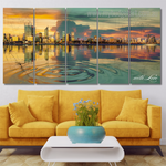 Perth Sunset Australia Cityscape Modern Framed Painting Photo 5 Piece Canvas Wall Art Set Australia For Living Room Perth Sunset Australia Cityscape Modern Framed Painting Photo 5 Piece Canvas Wall Art Set Australia For Living Room