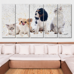Dogs And Cats Animal Modern Framed Painting Image 5 Piece Canvas Wall Art Set Australia For Bedroom Wall Décor