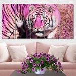Portrait Of A Bengal Tiger Animal Modern Stretched Painting Photograph 5 Piece Framed Canvas Wall Art Prints Set For Home Décor