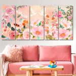 Pink And Orange Floral Modern Framed Painting Photograph 5 Piece Framed Canvas Wall Art Prints Set For Room Décor Pink And Orange Floral Modern Framed Painting Photograph 5 Piece Framed Canvas Wall Art Prints Set For Room Décor
