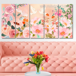Pink And Orange Floral Modern Framed Painting Photograph 5 Piece Canvas Wall Art Set Australia For Drawing Room Pink And Orange Floral Modern Framed Painting Photograph 5 Piece Canvas Wall Art Set Australia For Drawing Room