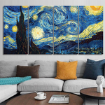 The Starry Night Landscape Modern Framed Painting Photo 4 Piece Framed Canvas Wall Art Prints Set For Home Décor