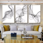 Wavy Lines Abstract Minimalist Modern Stretched 3 Piece Canvas Wall Art Painting Image Prints For Room Decor