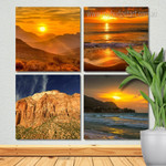 Sunset Over The Beau Vallon Beach Island Naturescape Modern Framed Painting Photograph 4 Piece Framed Wall Art Prints For Living Room mybudgetart.com.au