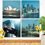 Brisbane Queensland Australia Cityscape Modern Stretched Painting Image 4 Piece Framed Wall Art Prints For Home Décor Brisbane Queensland Australia Cityscape Modern Stretched Painting Image 4 Piece Framed Wall Art Prints For Home Décor